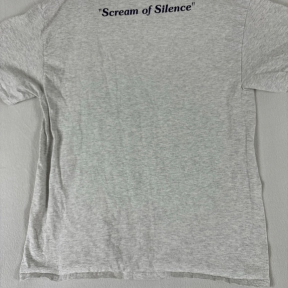 Gildan White graphic tee Scream of Silence Size L Marbled White Shirt - Picture 9 of 12